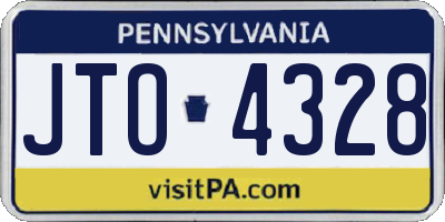 PA license plate JTO4328