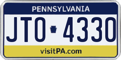 PA license plate JTO4330