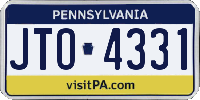 PA license plate JTO4331