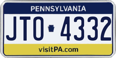 PA license plate JTO4332