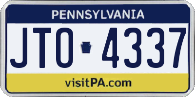 PA license plate JTO4337