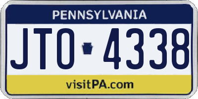 PA license plate JTO4338
