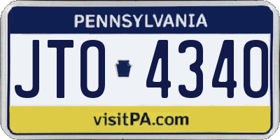 PA license plate JTO4340