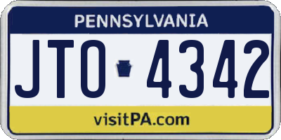 PA license plate JTO4342