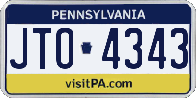 PA license plate JTO4343