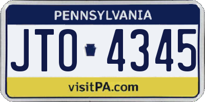 PA license plate JTO4345