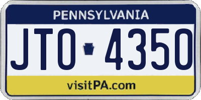 PA license plate JTO4350