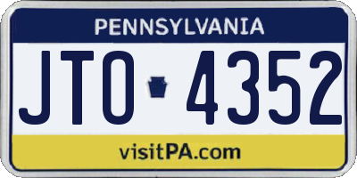 PA license plate JTO4352
