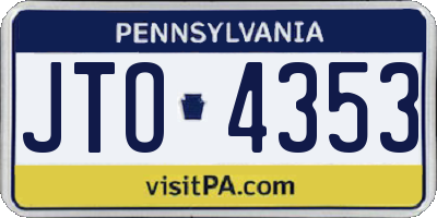 PA license plate JTO4353