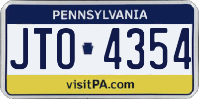 PA license plate JTO4354
