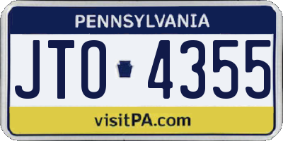 PA license plate JTO4355