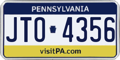 PA license plate JTO4356