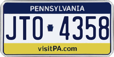 PA license plate JTO4358