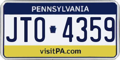 PA license plate JTO4359