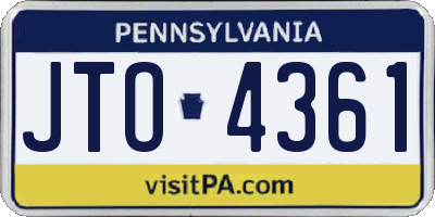 PA license plate JTO4361