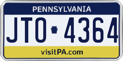 PA license plate JTO4364
