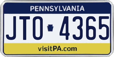 PA license plate JTO4365