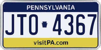 PA license plate JTO4367