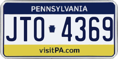 PA license plate JTO4369