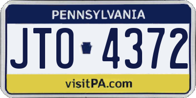 PA license plate JTO4372