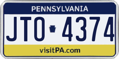 PA license plate JTO4374