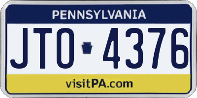 PA license plate JTO4376