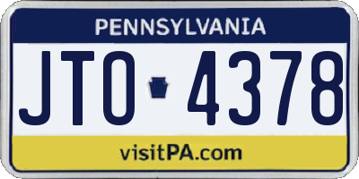 PA license plate JTO4378