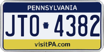 PA license plate JTO4382