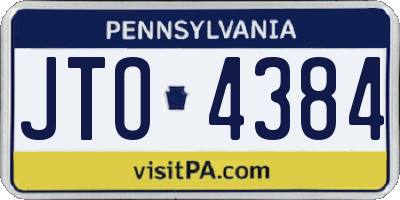PA license plate JTO4384
