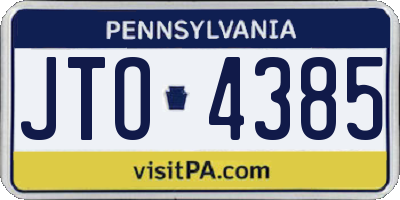 PA license plate JTO4385