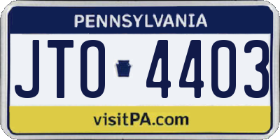 PA license plate JTO4403