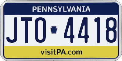 PA license plate JTO4418