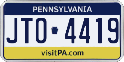PA license plate JTO4419