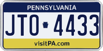 PA license plate JTO4433