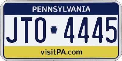 PA license plate JTO4445