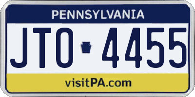PA license plate JTO4455