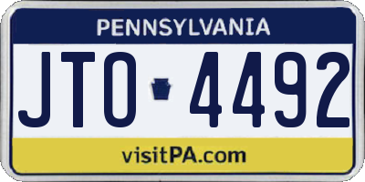 PA license plate JTO4492