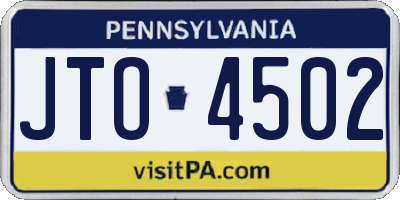 PA license plate JTO4502