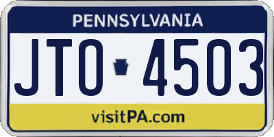 PA license plate JTO4503