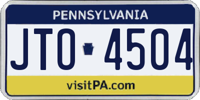 PA license plate JTO4504