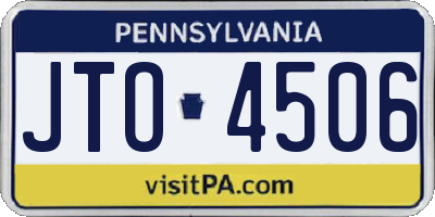 PA license plate JTO4506