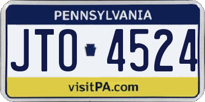 PA license plate JTO4524
