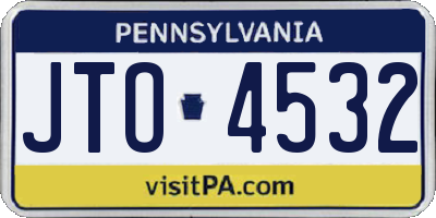 PA license plate JTO4532