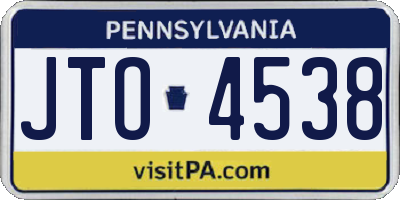 PA license plate JTO4538