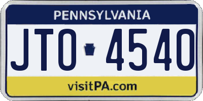 PA license plate JTO4540