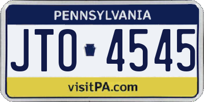 PA license plate JTO4545