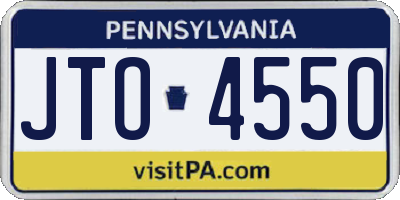 PA license plate JTO4550