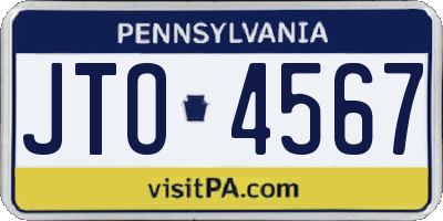 PA license plate JTO4567