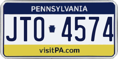 PA license plate JTO4574