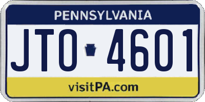 PA license plate JTO4601